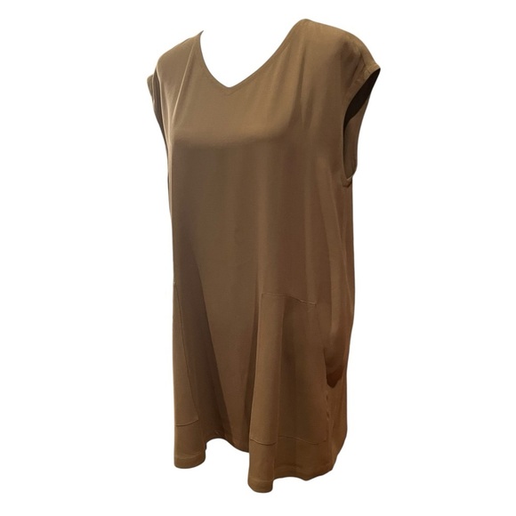 EILEEN FISHER 100% Silk V-Neck Tunic with Pockets in sage green SZ Small - Picture 2 of 8